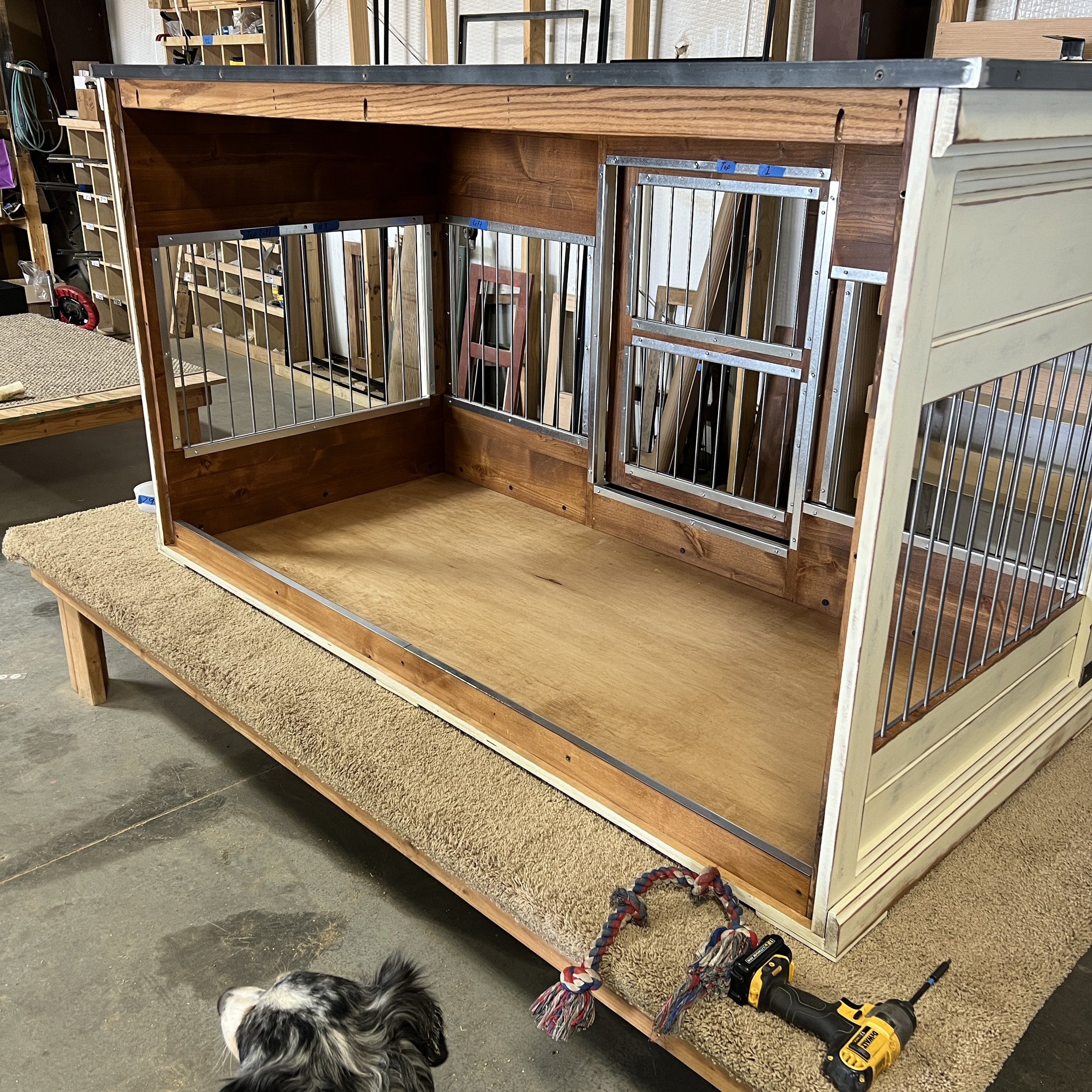Front, sides and top of kennel in place
